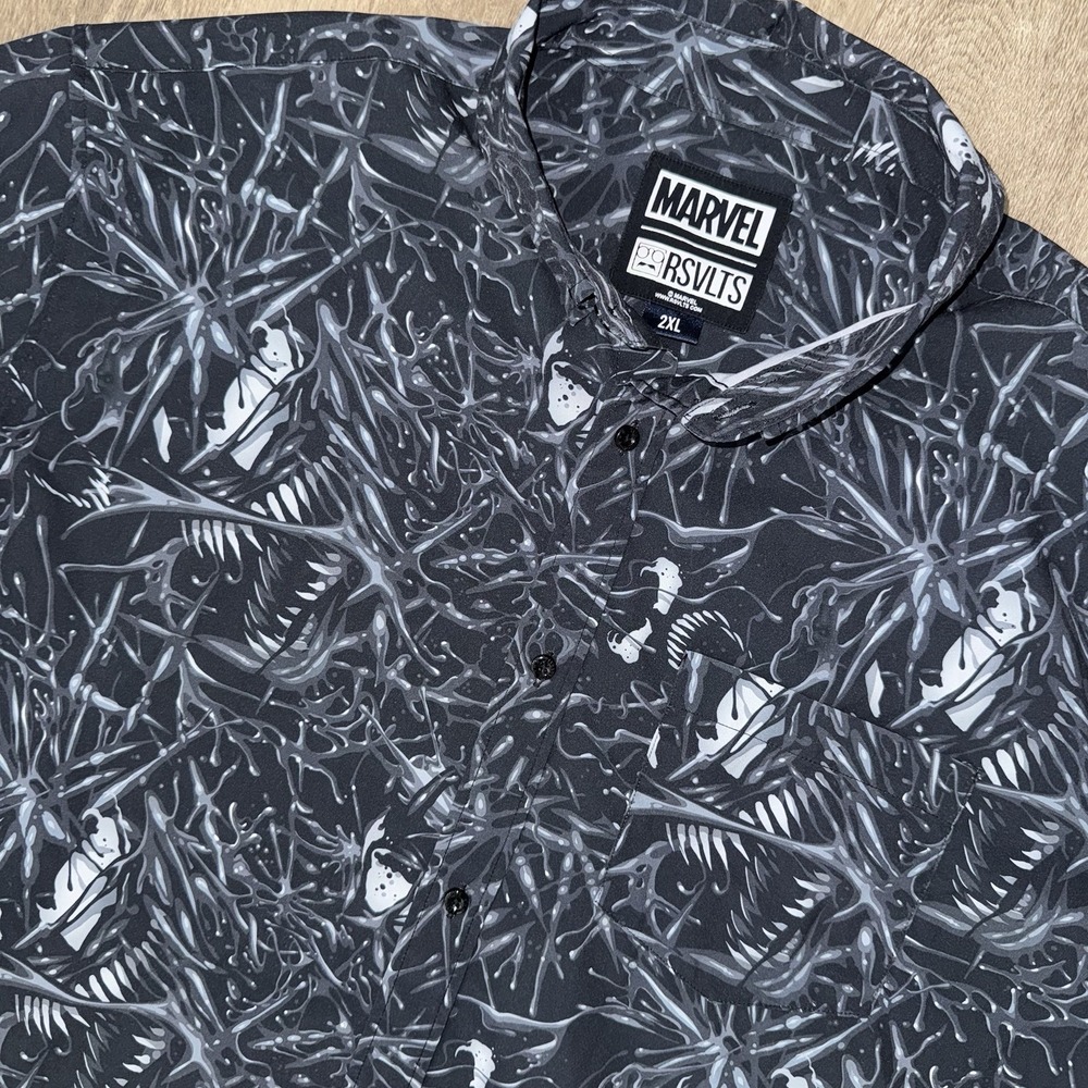 RSVLTS Marvel We Are Venom Kuniflex Short Sleeve Black Gray Men's 2XL Stretch